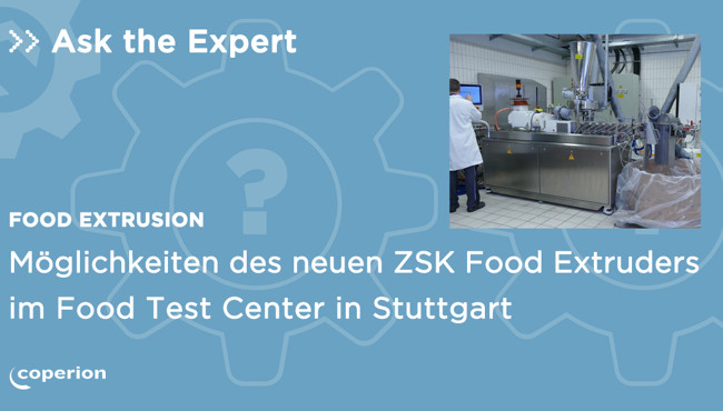 Neuer ZSK Food Extruder im Food Test Center am Coperion Standort in Stuttgart