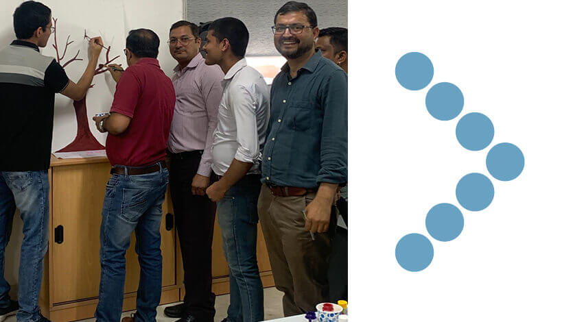 Coperion employees painting a picture for Holi Festival in India