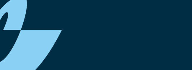 Banner in navy blue with light blue supergraphic